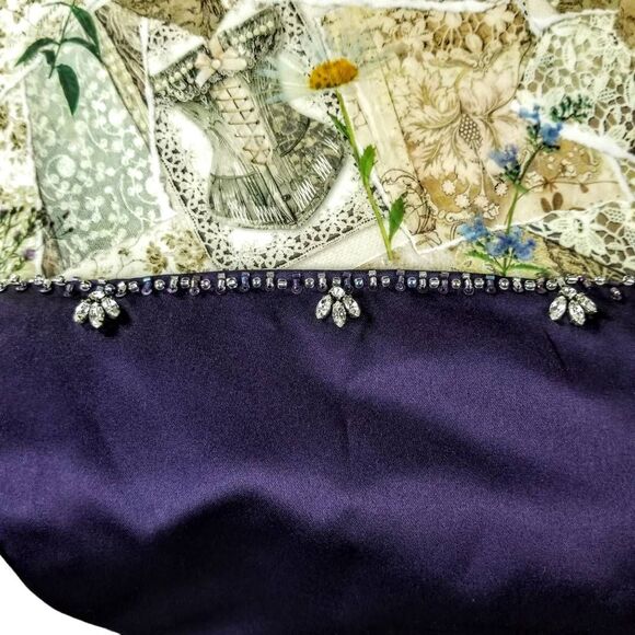 Formal Rhinestone Embellished Bodice  Strapless Purple Satin Long Gown Dress - Picture 3 of 11